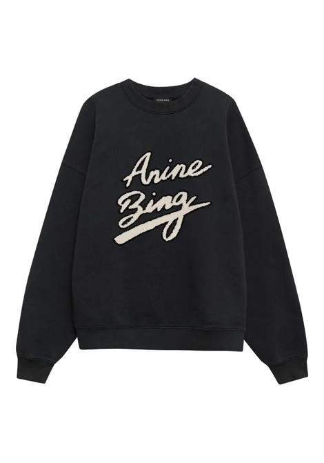 miles sweatshirt chenille signature woman black ANINE BING | A-08-11374BLK26